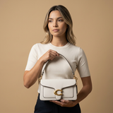 Borsa a tracolla donna in pelle con chiusura dorata