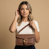 Borsa a tracolla donna in pelle con chiusura dorata