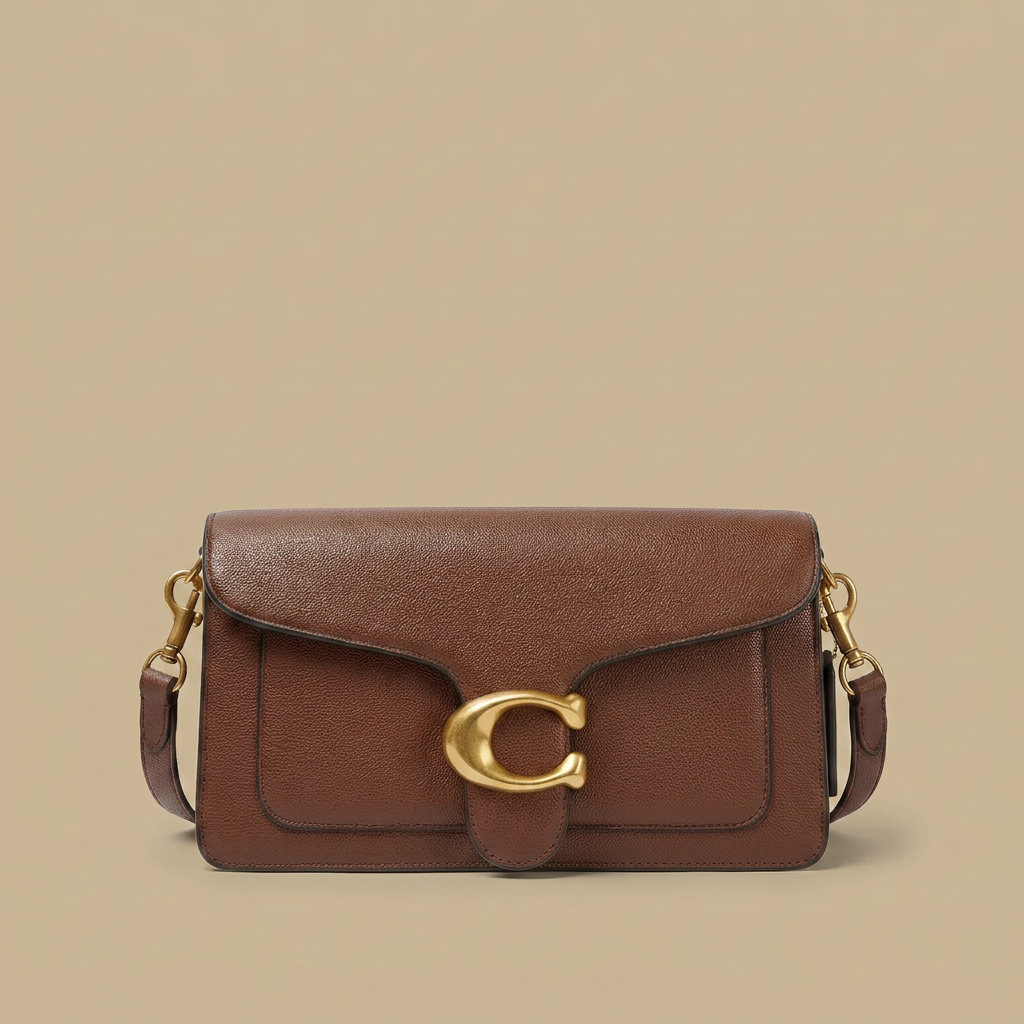 Borsa a tracolla donna in pelle con chiusura dorata